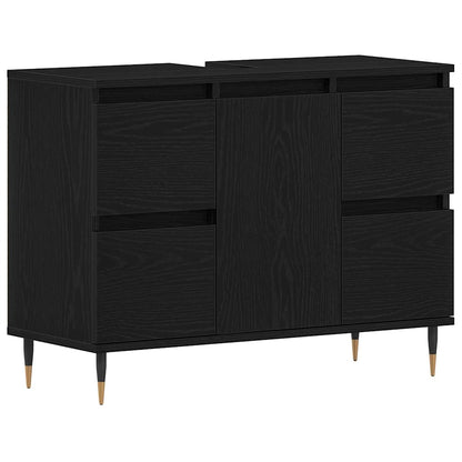 Waschbeckenschrank Schwarz Eichen-Optik 80 x 33 x 60 cm