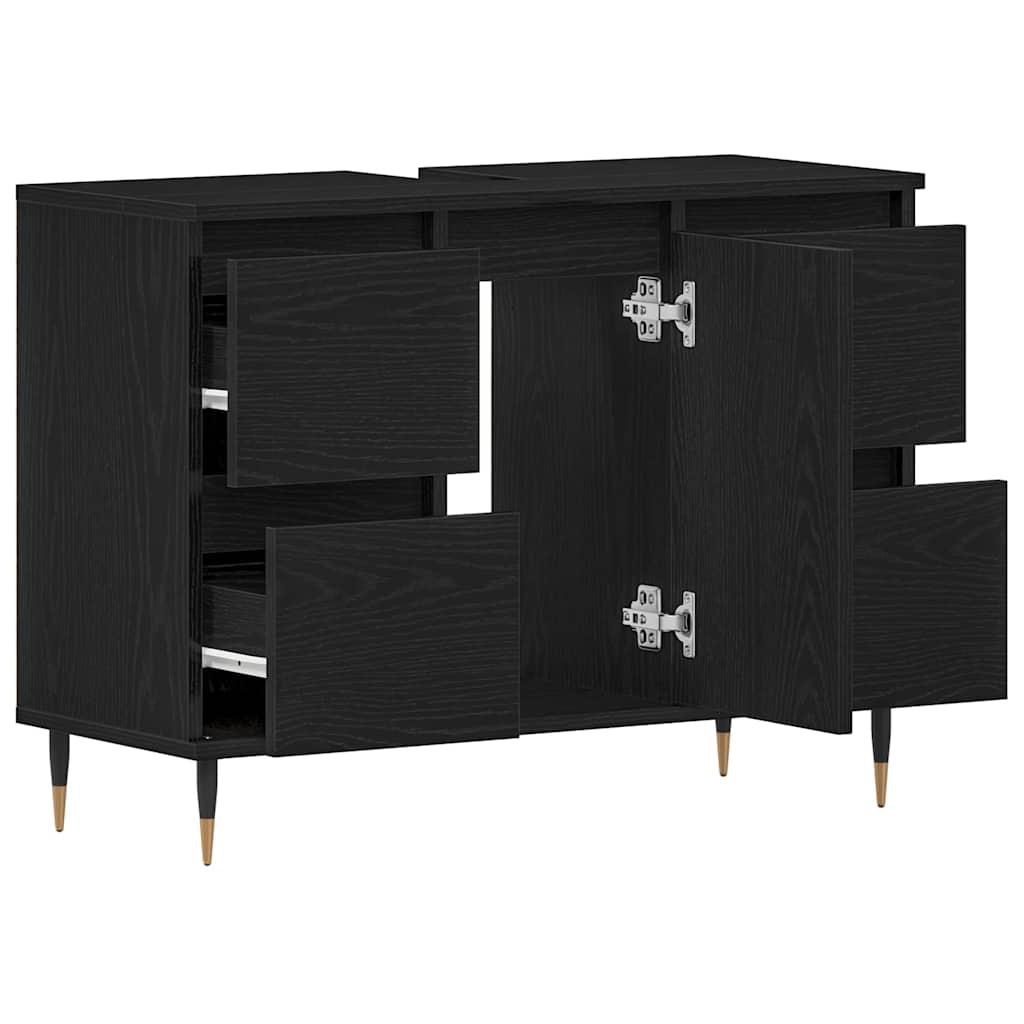 Waschbeckenunterschrank mit Tür Schwarze Eiche 80 x 33 x 60 cm