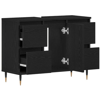 Waschbeckenschrank Schwarz Eichen-Optik 80 x 33 x 60 cm