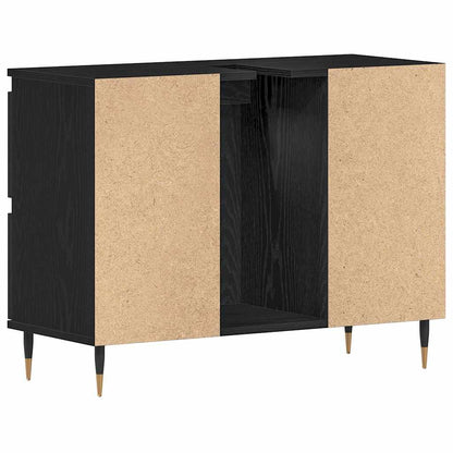 Waschbeckenschrank Schwarz Eichen-Optik 80 x 33 x 60 cm