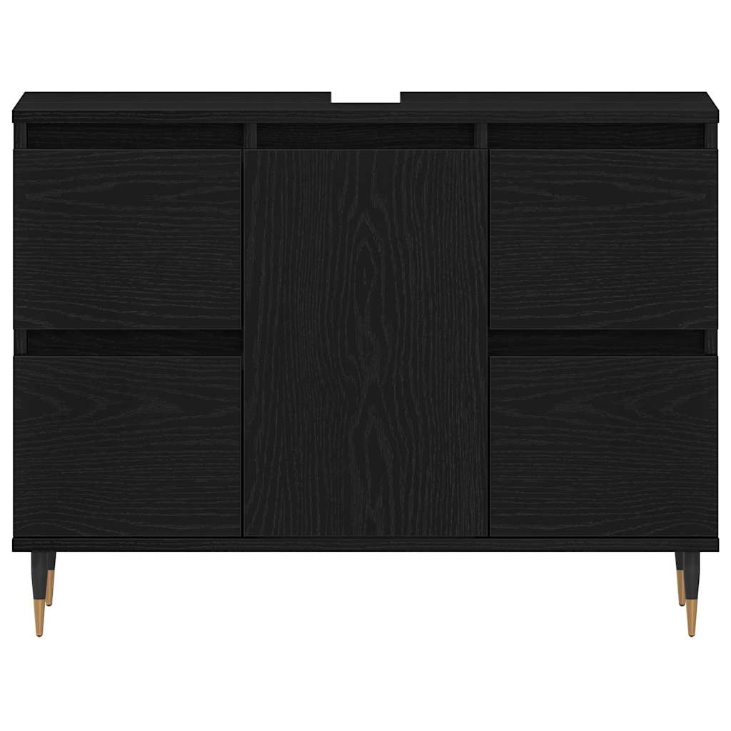 Waschbeckenunterschrank mit Tür Schwarze Eiche 80 x 33 x 60 cm