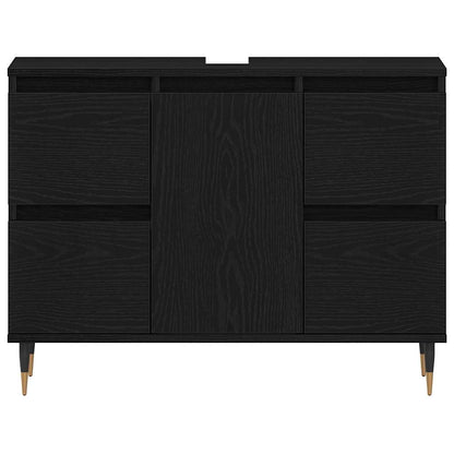 Waschbeckenschrank Schwarz Eichen-Optik 80 x 33 x 60 cm