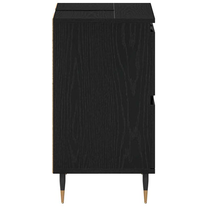 Waschbeckenschrank Schwarz Eichen-Optik 80 x 33 x 60 cm