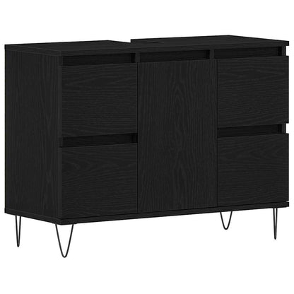 Waschbeckenschrank Schwarz Eichen-Optik 80 x 33 x 60 cm