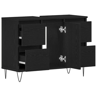 Waschbeckenschrank Schwarz Eichen-Optik 80 x 33 x 60 cm