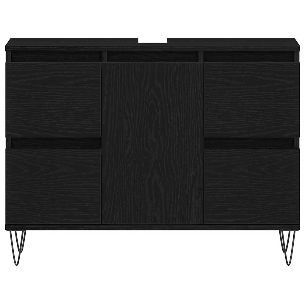 Waschbeckenschrank Schwarz Eichen-Optik 80 x 33 x 60 cm