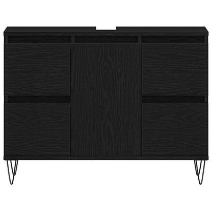 Waschbeckenschrank Schwarz Eichen-Optik 80 x 33 x 60 cm