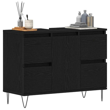 Waschbeckenschrank Schwarz Eichen-Optik 80 x 33 x 60 cm