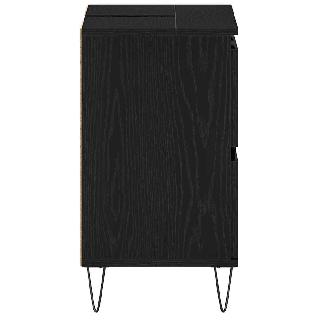 Waschbeckenschrank Schwarz Eichen-Optik 80 x 33 x 60 cm