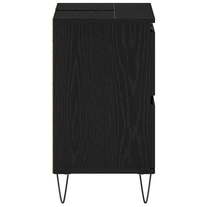 Waschbeckenschrank Schwarz Eichen-Optik 80 x 33 x 60 cm