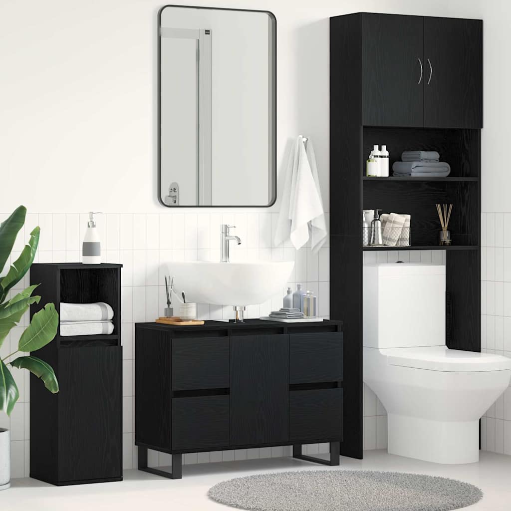 Badezimmerschrank Schwarz Eichen-Optik 80 x 33 x 60 cm