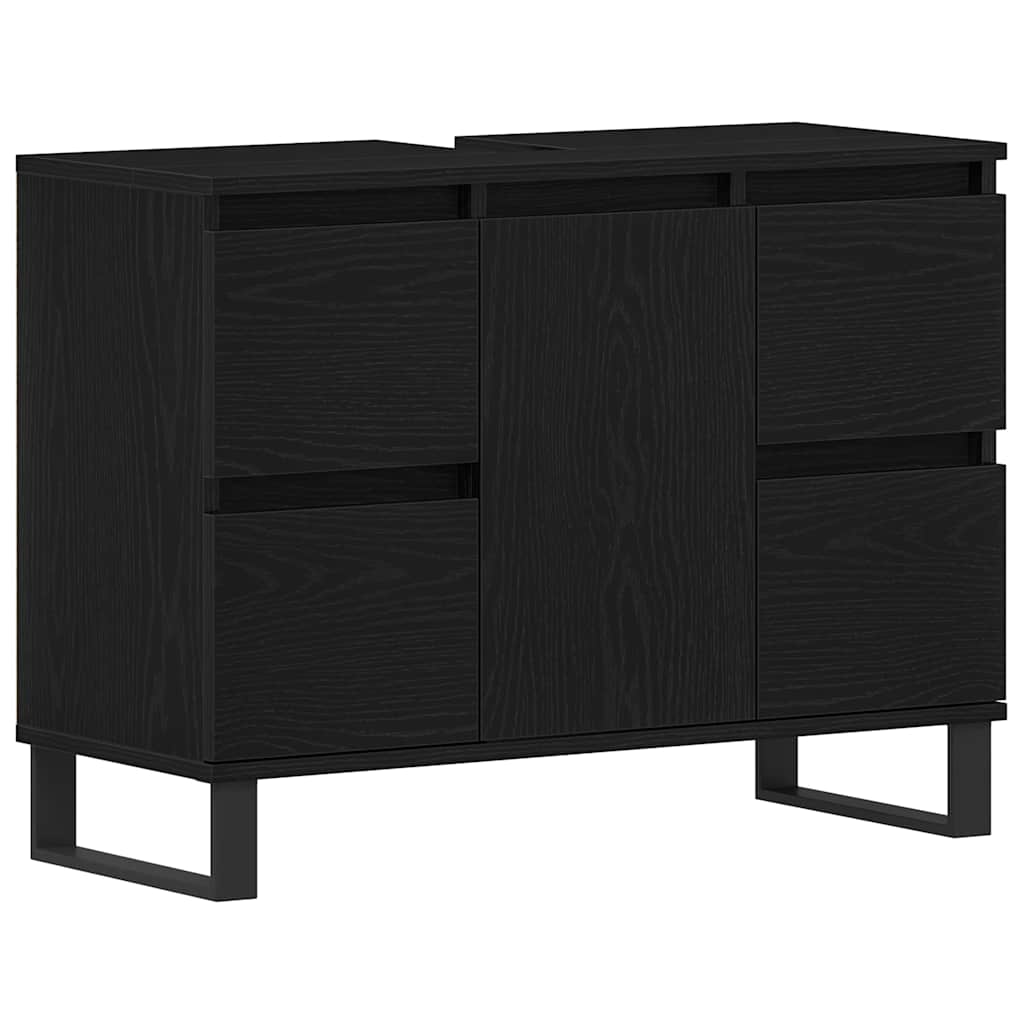 Badezimmerschrank Schwarz Eichen-Optik 80 x 33 x 60 cm