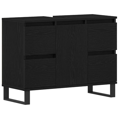 Badezimmerschrank Schwarz Eichen-Optik 80 x 33 x 60 cm