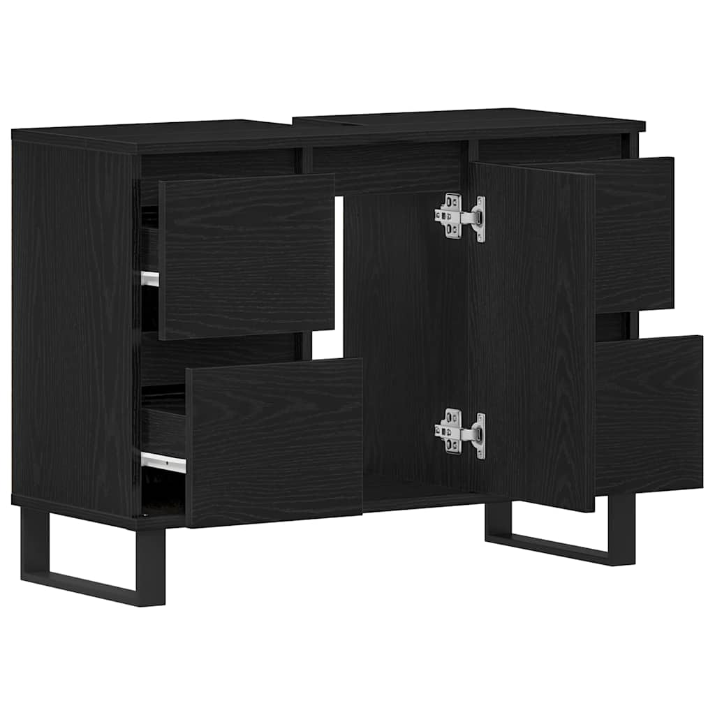 Badezimmerschrank Schwarz Eichen-Optik 80 x 33 x 60 cm