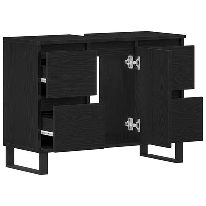 Badezimmerschrank Schwarz Eichen-Optik 80 x 33 x 60 cm