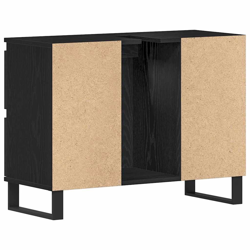 Badezimmerschrank Schwarz Eichen-Optik 80 x 33 x 60 cm
