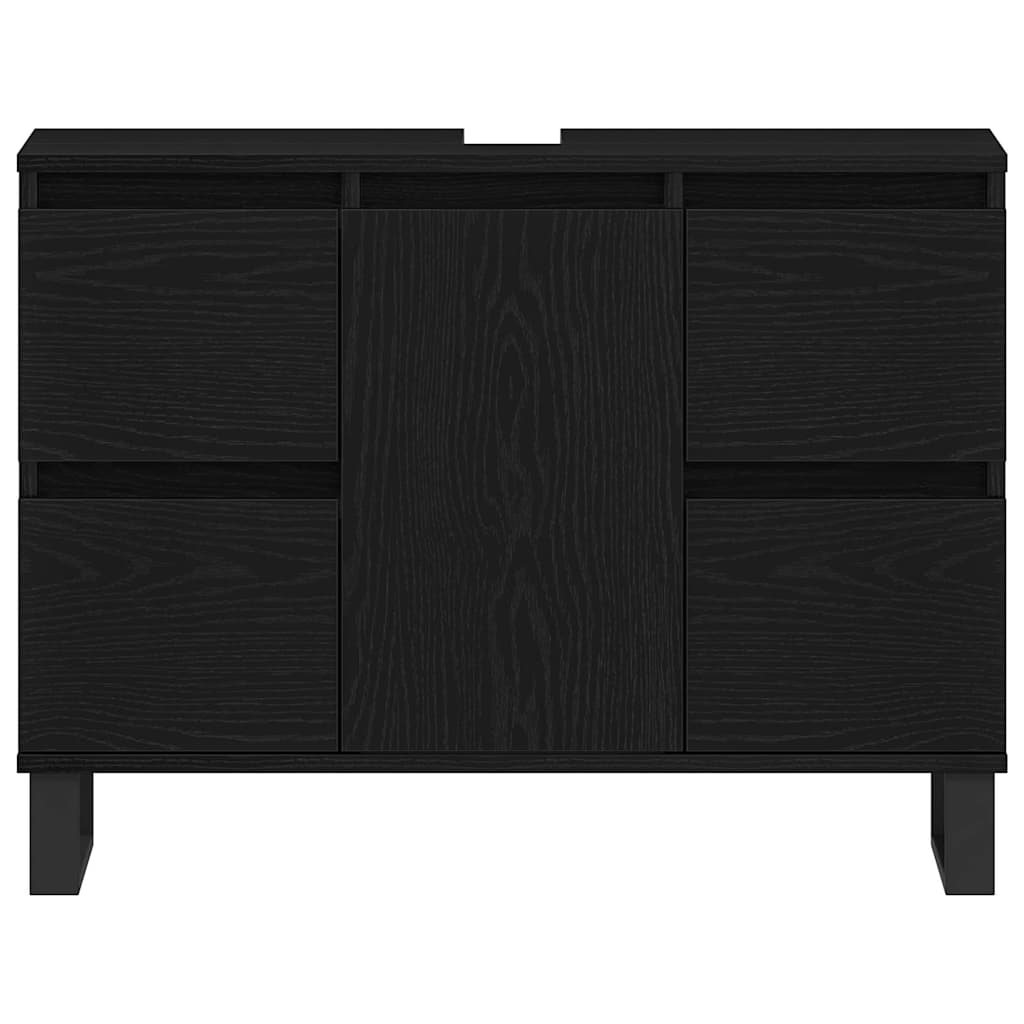 Badezimmerschrank Schwarz Eichen-Optik 80 x 33 x 60 cm
