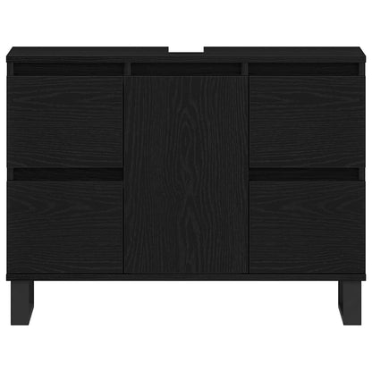 Badezimmerschrank Schwarz Eichen-Optik 80 x 33 x 60 cm