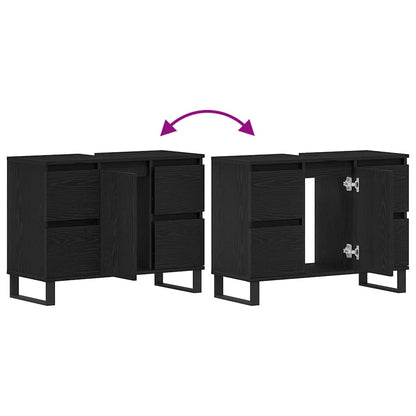 Badezimmerschrank Schwarz Eichen-Optik 80 x 33 x 60 cm