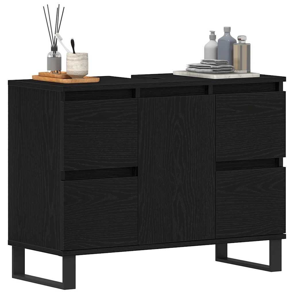 Badezimmerschrank Schwarz Eichen-Optik 80 x 33 x 60 cm