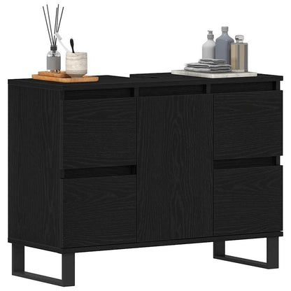 Badezimmerschrank Schwarz Eichen-Optik 80 x 33 x 60 cm