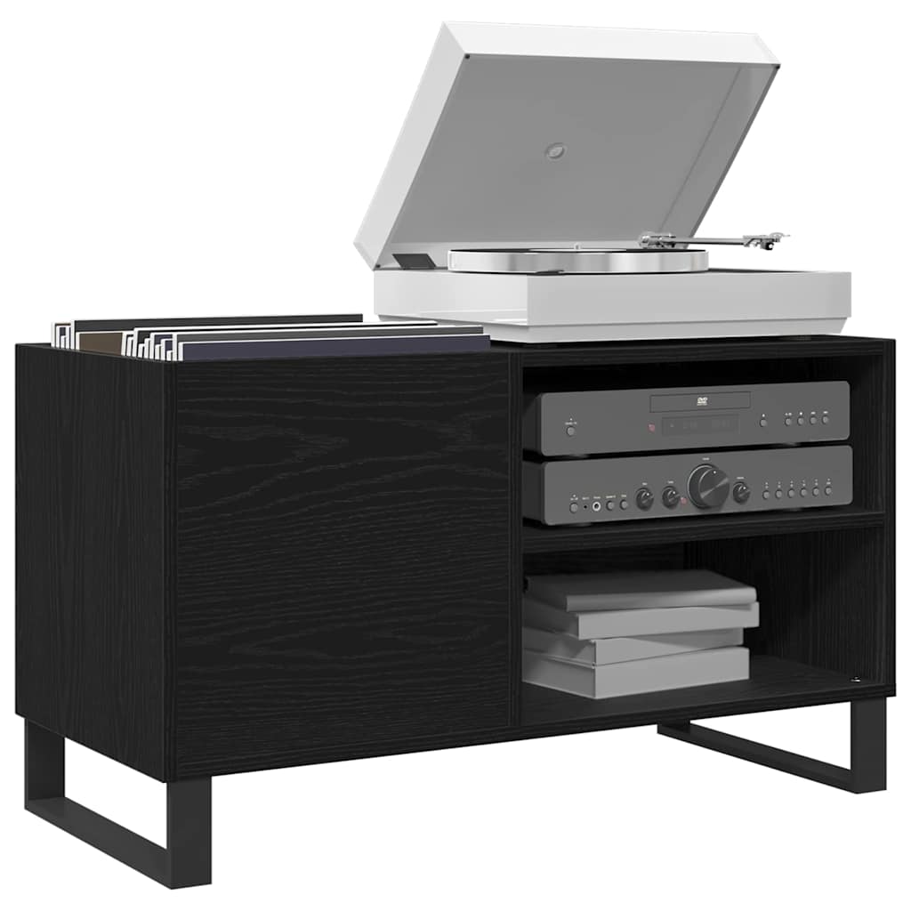 Schallplattenschrank Schwarz Eichen-Optik 85 x 38 x 48 cm