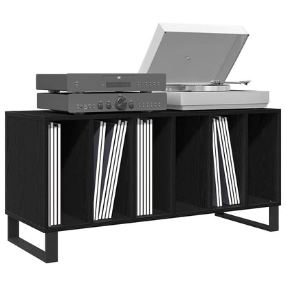 Schallplattenschrank Schwarz Eichen-Optik 100 x 38 x 48 cm