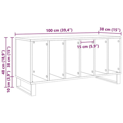 Schallplattenschrank Schwarz Eichen-Optik 100 x 38 x 48 cm