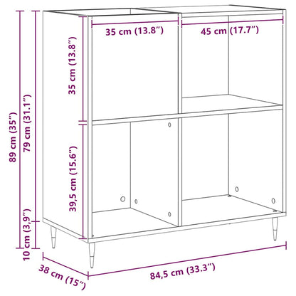 Schallplattenschrank Schwarz Eichen-Optik 85 x 38 x 89 cm