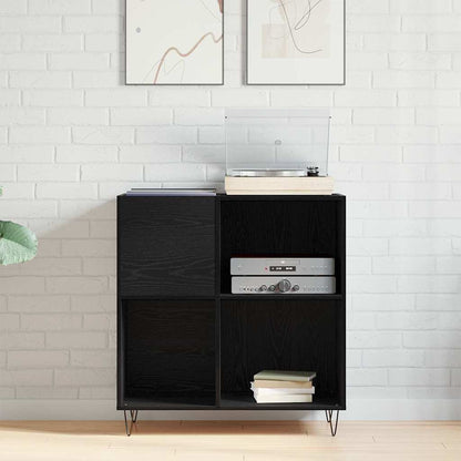 Schallplattenschrank Schwarz Eichen-Optik 85 x 38 x 89 cm