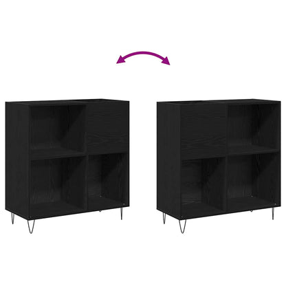 Schallplattenschrank Schwarz Eichen-Optik 85 x 38 x 89 cm