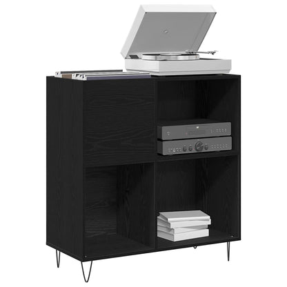 Schallplattenschrank Schwarz Eichen-Optik 85 x 38 x 89 cm