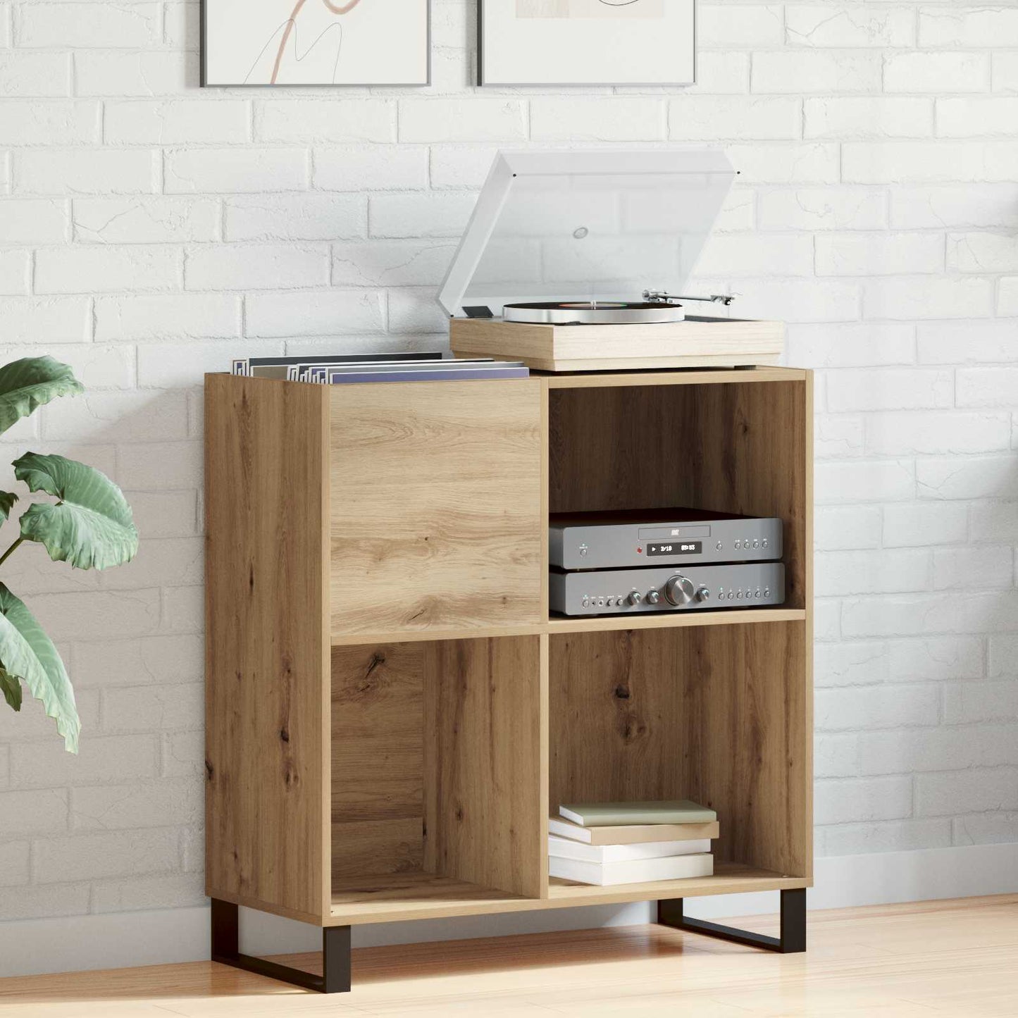 Schallplattenschrank Artisan-Eiche 84,5 x 38 x 89 cm