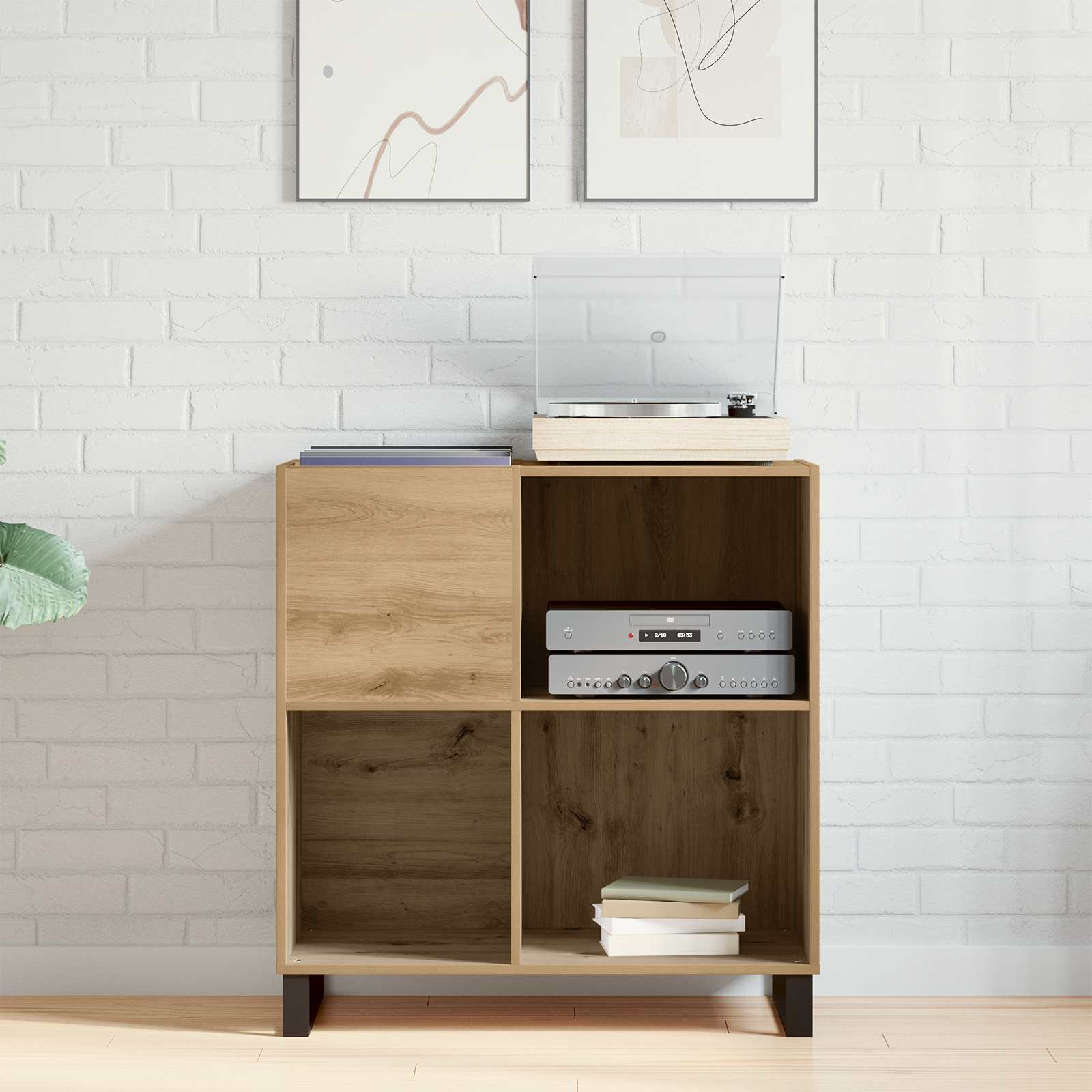 Schallplattenschrank Artisan-Eiche 84,5 x 38 x 89 cm