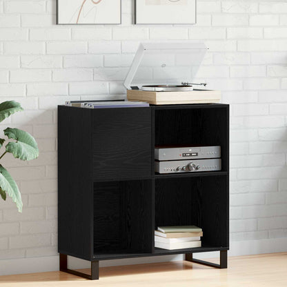 Schallplattenschrank Schwarz Eichen-Optik 84,5 x 38 x 89 cm
