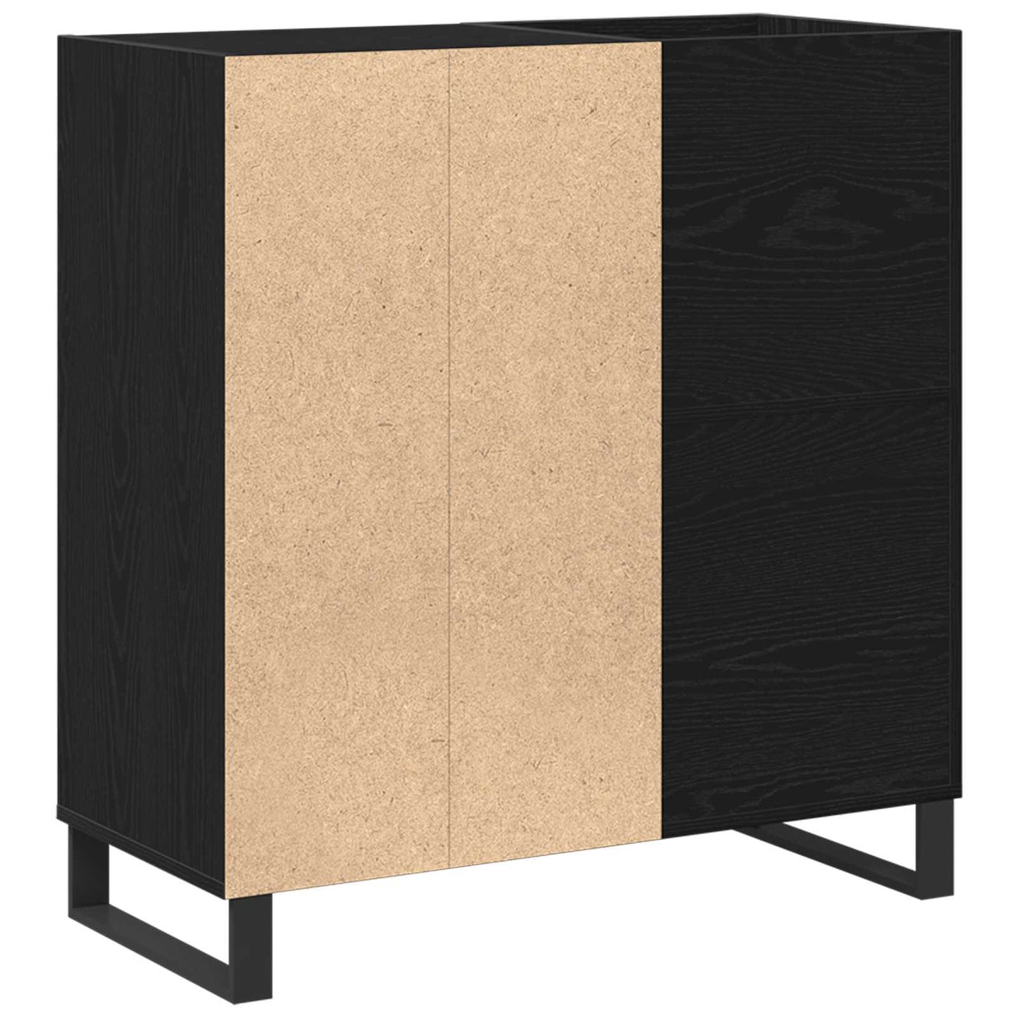 Schallplattenschrank Schwarz Eichen-Optik 84,5 x 38 x 89 cm
