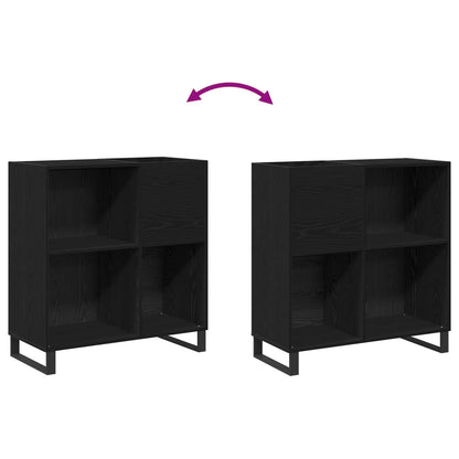 Schallplattenschrank Schwarz Eichen-Optik 84,5 x 38 x 89 cm