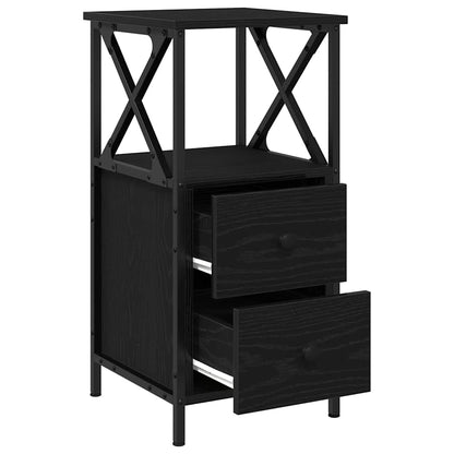 Nachttisch 2 stk. Schwarz Eichen-Optik 34 x 35,5 x 70 cm