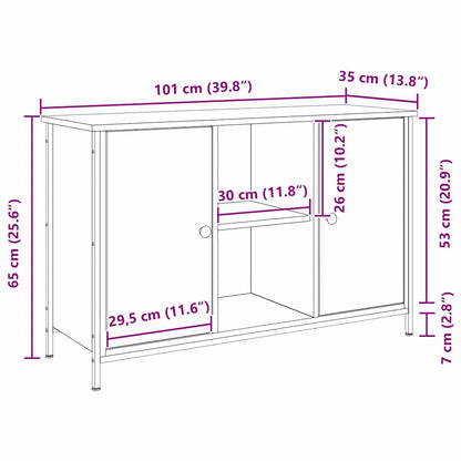 TV-Schrankset 101 x 35 x 65 cm Schwarz Eichen-Optik