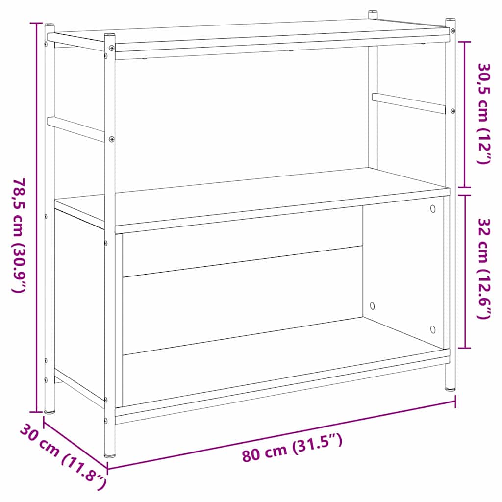 Bücherregal 80 x 30 x 78,5 cm Holzwerkstoff