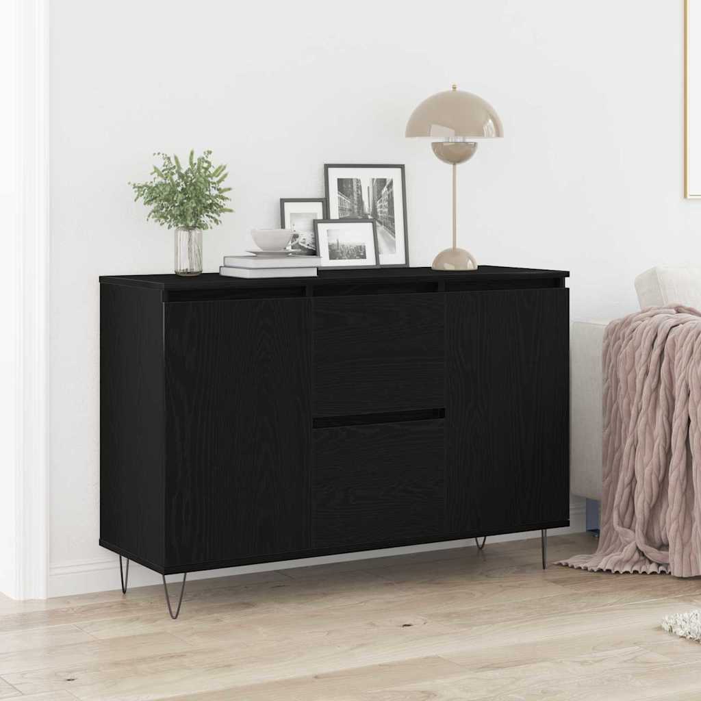 Sideboard Schwarz Eichen-Optik 101,5 x 35 x 70 cm Holzwerkstoff