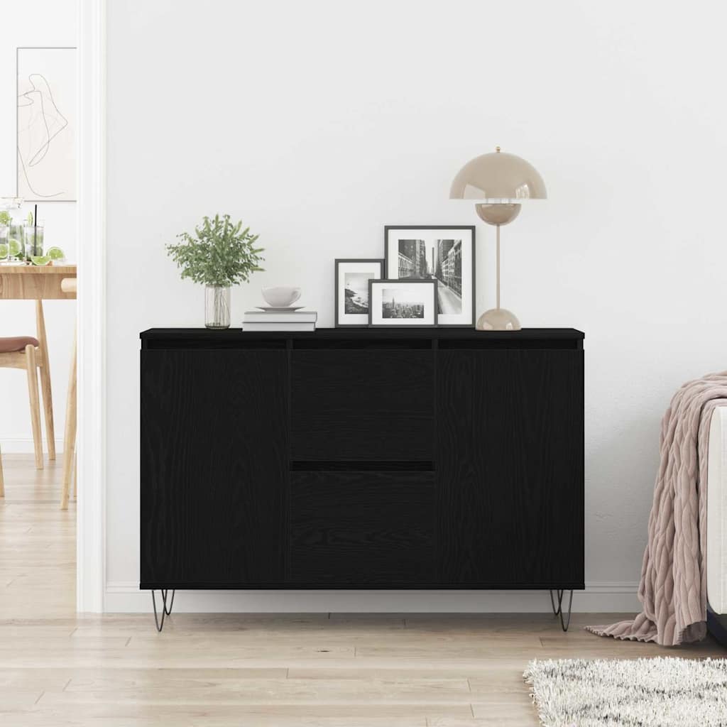 Sideboard Schwarz Eichen-Optik 101,5 x 35 x 70 cm Holzwerkstoff