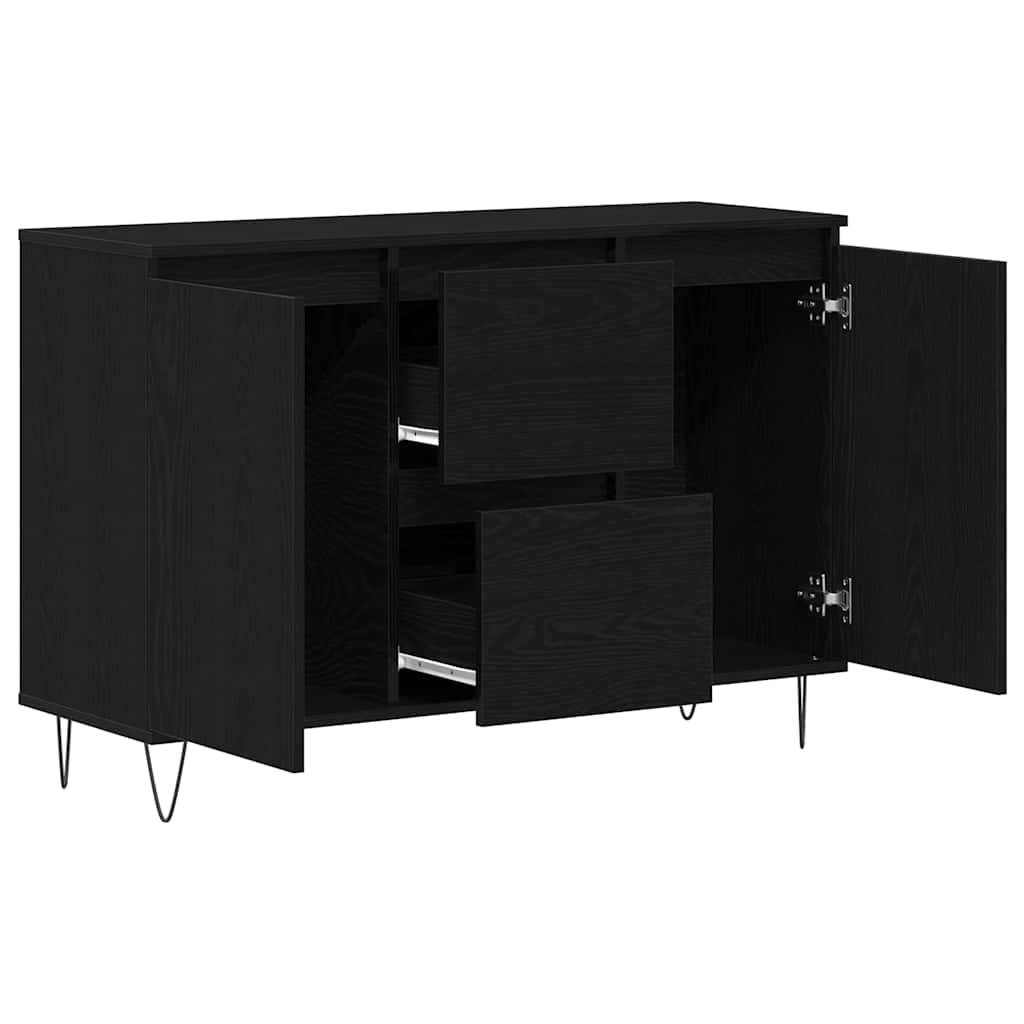 Sideboard Schwarz Eichen-Optik 101,5 x 35 x 70 cm Holzwerkstoff