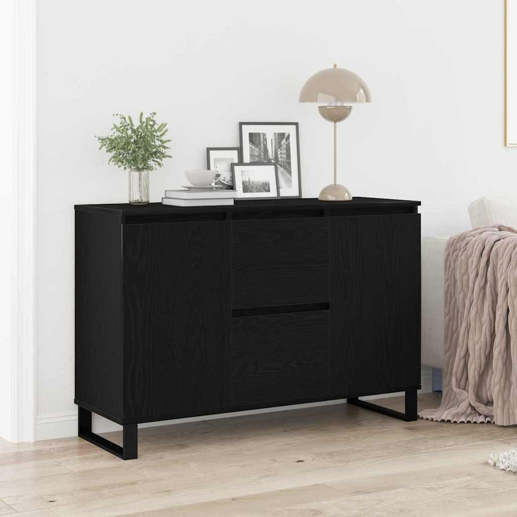 Sideboard Schwarz Eichen-Optik 101,5 x 35 x 70 cm Holzwerkstoff