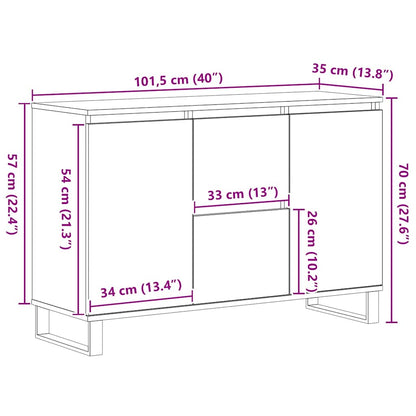 Sideboard Schwarz Eichen-Optik 101,5 x 35 x 70 cm Holzwerkstoff
