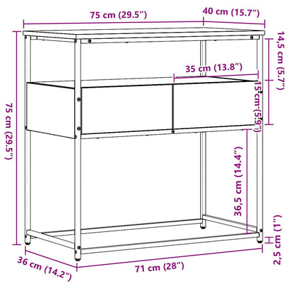 Konsolentisch Schwarz Eichen-Optik 75 x 40 x 75 cm