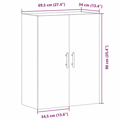 Wandmontierter Schrank Schwarz Eichen-Optik 69,5 x 34 x 90 cm