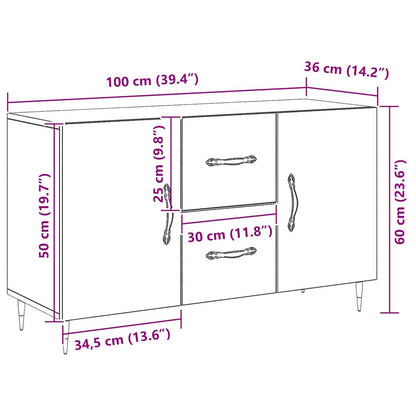 Sideboard Schwarz Eichen-Optik 100 x 36 x 60 cm Holzwerkstoff