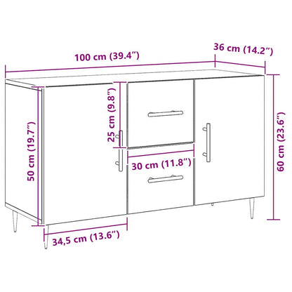 Sideboard Schwarz Eichen-Optik 100 x 36 x 60 cm Holzwerkstoff