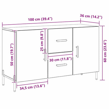 Sideboard Schwarz Eichen-Optik 100 x 36 x 60 cm Holzwerkstoff